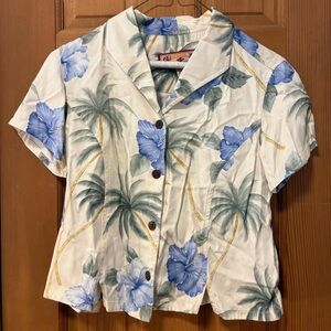 Vintage Caribbean Joe Multicolored Floral Rayon Button Down Hawaiian Shirt S: SP
